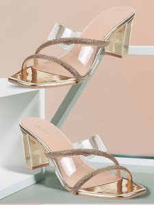 MOCHI EmbellishedOpenToeBlock Women Heels