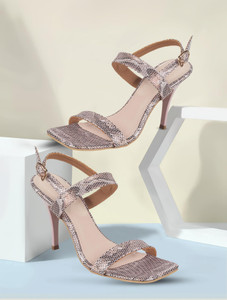METRO PrintedOpenToeStilettoHeelsWithBackstrap Women Heels