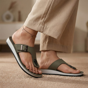 WALKAROO Women Casual Sandal (Olive, 8) - Image 1