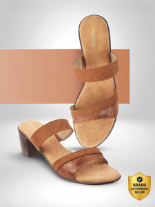 MOCHI TanTexturedBlock Women Heels