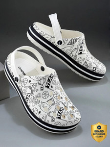 CAMPUS GC-4025 Men's Slippers | Quirky Doodle Design | Cushioned & Comfy Slip-On Men Clogs