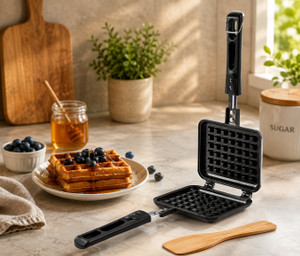 averratraders Manual Waffle Maker with Non-Stick Waffle Plates, Cool Touch Handle Waffle