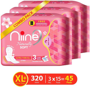 नीन Naturally Soft Ultra Thin XL+ SUPER SAVER Sanitary Napkins