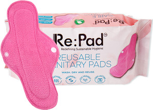 रे:पद रीयूज़ेबल सैनिटरी पैड 4 का पैक मैक्सी पैड सैनिटरी पैड (4 रीयूज़ेबल सैनिटरी पैड्स का पैक) सैनिटरी पैड