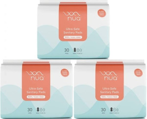 Nua Ultra Safe Sanitary Pads|SUPER SAVER PACK| Heavy Flow XL,30 Pads x Pack of 3 Sanitary Pad
