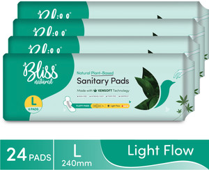 BlissNatural Organic Sanitary Pads For Women| Combo Pack | Size - L | Pack Of 24 Pads Sanitary Pad