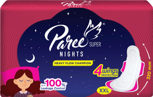 परी Super Nights Soft & Rash Free Double Feather XXL Pad, For Leakage Protection