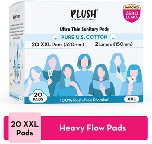 PLUSH Ultra Thin 100% US Cotton Rash-free | 20XXL + 4 Liners Sanitary Pad