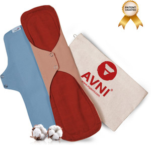 Avni Lush Washable Cloth Pads, (XL-330MM x 2) | Antimicrobial | With Storage Pouch Sanitary Pad