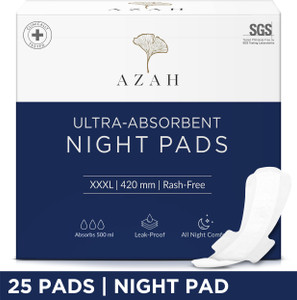AZAH XXXL Night Pads For Ultra Heavy Flow | Rash Free with 3x Absorbency Sanitary Pad