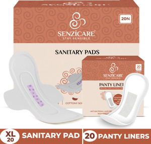 Senzicare Breathable Sanitary Napkins XL (Pack of 20) With Panty Liner (Pack of 20 ) Sanitary Pad