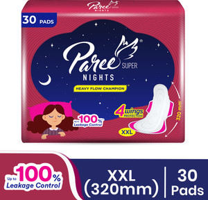 Paree Super Nights Soft & Rash Free Double Feather XXL 30 Pad, For Leakage Protection Sanitary Pad