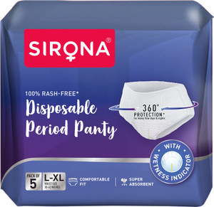 SIRONA Super Absorbent Disposable Period Panties for Women with 12 Hr Protection (L-XL) Sanitary Pad