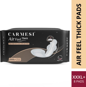 कार्मेसी Air Feel Thick Night Sanitary Pads | 8 XXXL+ Extra-Long Pads With Wide Back
