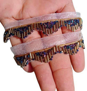 VINAYAK GALLERY lace for Saree Border Finetage Pipe in net Fabric Border Lace (9 MTR) Net Saree Falls