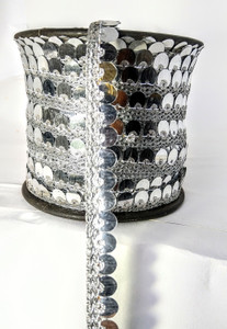 NIMISHA FASHION 9 meter silver sequence lace Lace Saree Falls