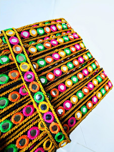 NIMISHA FASHION embrodired multi work mirror lace - 9 meter Lace Saree Falls