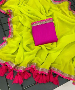 Ellesti fab Self Design Bollywood Georgette Saree