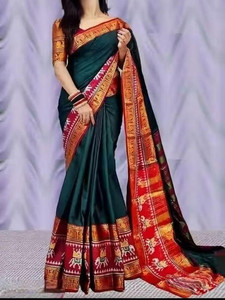 SuperLaxmi Temple Border, Woven Narayanpet Cotton Silk Saree