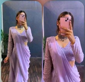ANGEL CREATIVE Self Design Bollywood Georgette Saree