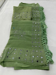 Vichitra Embellished, Embroidered Bollywood Chiffon, Silk Blend Saree