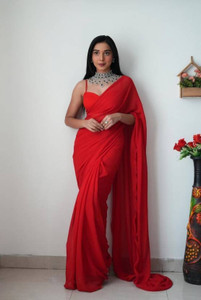 Sanwariya Silks Solid/Plain Bollywood Georgette Saree
