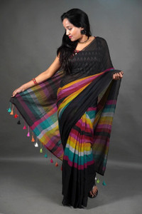 GHOSH TEXTILE Printed Handloom Khadi Saree