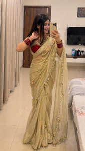 sadala culture Printed Bollywood Silk Blend, Tissue Saree