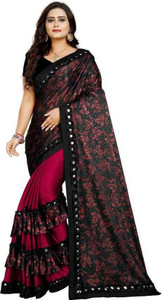 AKFABRICS Printed Bollywood Lycra Blend Saree