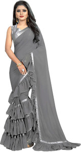 Glamour Hub Solid/Plain, Printed Leheria Georgette Saree