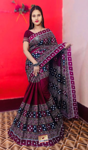 ARTFULTHREADS Printed, Geometric Print Sambalpuri Pure Cotton Saree