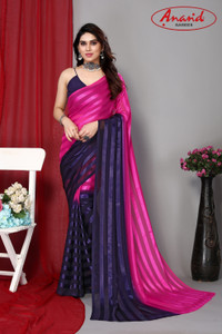 Anand Sarees Striped Bollywood Satin Saree