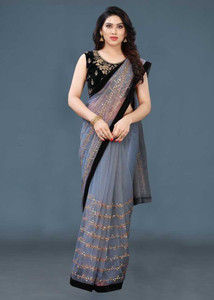emzo Embroidered Daily Wear Net Saree