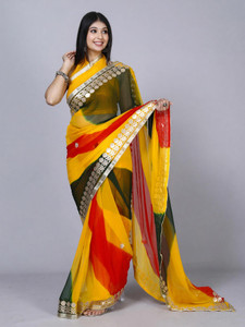 VL SAREES Dyed, Color Block Bollywood Chiffon Saree