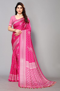 FABMORA प्रिंटेड रोज़ पहनने वाली शिफॉन साड़ी