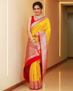 Aurizia Printed Kanjivaram Pure Silk, Art Silk Saree