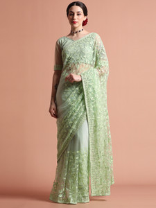Jaipur Kurti Embroidered Bollywood Net Saree