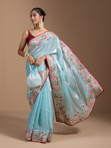 Tasrika Embroidered Bollywood Organza Saree