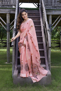 MIRCHI FASHION Printed, Floral Print Bollywood Cotton Blend Saree