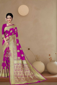 SAMRUDDHI TRENDZ Self Design, Woven, Embellished Banarasi Jacquard, Art Silk Saree