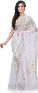 Desh Bidesh Woven, Paisley, Self Design Jamdani Handloom Pure Cotton, Cotton Silk Saree