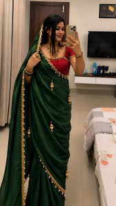 PD CLOTH VILLA Self Design Bollywood Tissue, Satin Saree