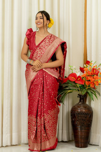 SUBHAM Woven, Embellished Banarasi Silk Blend Saree