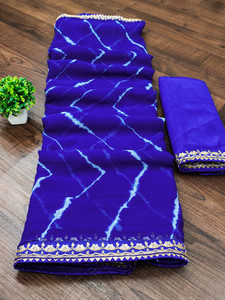 ASTEYAM Striped Leheria Georgette Saree