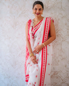 SHREE GHANSHYAM FASHION Embellished, Woven, Solid/Plain, Self Design, Striped Bollywood Cotton Silk, Jacquard Saree