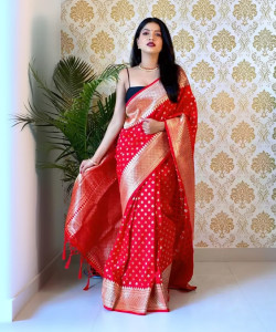 ZILVIRA Woven Kanjivaram Pure Silk, Art Silk Saree