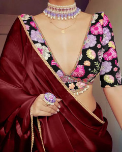 JOVTY Embroidered, Embellished Bollywood Silk Blend Saree