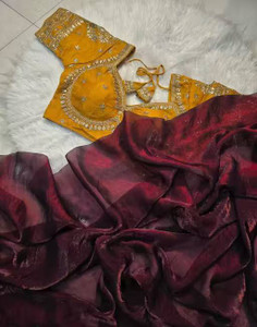 Vraggi Embellished, Embroidered Bollywood Chiffon Saree