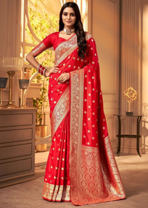 Pervas Woven Banarasi Cotton Silk, Silk Blend Saree