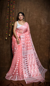 RIDDHIMAN FASHION Self Design Jamdani Cotton Linen Saree